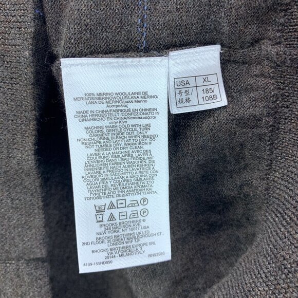 Brooks Brothers Mens Sweater Vest Extra Large Pullover Merino Wool Gray Blue - Picture 12 of 12